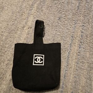 CHANEL Precision VIP Gift Black Canvas Pouch Bag CC Logo Crossbody